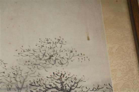 A Chinese watercolour on paper scroll painting 106 x 40cm